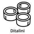 Ditalini pasta icon, outline style