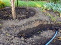 Ditches to facilitate watering plants in the garden