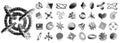 Dither bitmap 3D shapes. Retro futuristic digital objects with pixel dithering texture, abstract geometric figures and