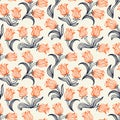 Ditsy floral pattern with small red tulips Royalty Free Stock Photo