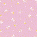 Ditsy floral pink summer lemon repeating pattern.