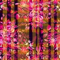 Ditsy flowers with checks and stripes. Seamless pattern. Royalty Free Stock Photo