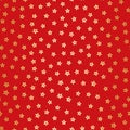 Ditsy gold foil and red star seamless vector pattern background. Winter backdrop with tiny stars and snowflake texture