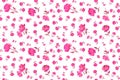 Ditsy seamless floral pattern with small and tiny bright pink rose flowers isolated on white background in vector. Summer print Royalty Free Stock Photo