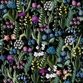 Ditsy seamless pattern with wild flowers for textile design. Vector illustration.