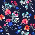 Ditsy watercolor style floral print - seamless background Royalty Free Stock Photo