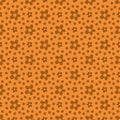 Ditzy ochre vector tiny flowers seamless pattern background. Simple geometric abstract naive floral monochrome orange