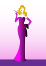 Diva Hollywood silhouette, Beautiful retro fashion blond woman, Royalty Free Stock Photo