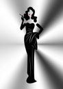 Diva Hollywood silhouette, Beautiful retro fashion woman, Royalty Free Stock Photo