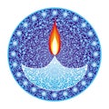 Divali Festival of Lights. Candles on a openwork background, mandala. Royalty Free Stock Photo