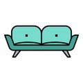 Divan sofa icon color outline vector