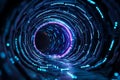 Dive into an abstract tunnel visualization where digital convergence meets innovation and technology, creating an immersive