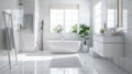 Elegant Modern Bathroom Interior with Freestanding Tub and Glass Shower Royalty Free Stock Photo