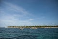 Dive boats moored of the beach in Malapascua