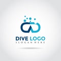 Dive and bubble Logo. DD Letter concept. Vector Illustrator