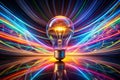 Illuminating Insights A Long Exposure of a Lightbulb Over a Dynamic Data Visualization Royalty Free Stock Photo