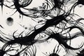 Japanese Inspired Abstract Art with Dynamic Black Strokes