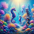 Vibrant Coral Reef Haven with Seahorses