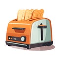 Cartoon Toaster with Bread Vector Illustration Set