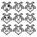 Whimsical Goat Faces: A Vector Collection of Adorable Expressions