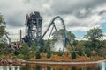 The dive coaster The Baron at the amusement park Efteling in the