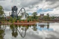 The dive coaster The Baron at the amusement park Efteling in the