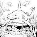 Dive into the deep with this captivating shark-themed coloring book