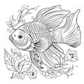 Dive deep into the ocean with cute cartoon fish in this coloring book Royalty Free Stock Photo