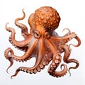 Octopus isolated on white background. 3d illustration. High resolution. Ai generated