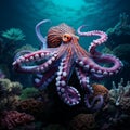 Inquisitive Octopus in a Mesmerizing Underwater Wonderland