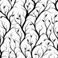 Striking Seamless Branch Pattern in Bold Black and White for Dramatic Interiors and Graphic Visuals