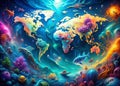 Dive into a Dreamlike Underwater World An Abstract Ocean Map Unveiling a Surreal Aquatic Dreamscape