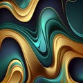 Dive into dynamic gold and green fluid waves - captivating abstract art for creative projects.