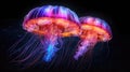 Exploring Vibrant Neon Jellyfish in the Mesmerizing Depths of the Ocean