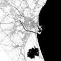 Valencia Spain City Monochrome Black and White Minimalist Street Road Aesthetic Decoration Map