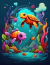 Adventure in the Rainbow Pond A Tale of Friendship, Fish, and Turtle in a Colorful but Polluted