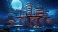 A Detailed Ultra-Realistic Rendering of a Futuristic Underwater Research Facility with Marine Biology Labs and Exploration Drones