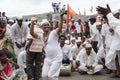 Dive Ghat, Pune, Maharashtra, India 01 July 2016 During Pandharpur wari procession Pilgrims marching toward Vitthala temple with