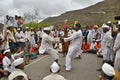 Dive Ghat, Pune, Maharashtra, India, During Pandharpur wari procession Pilgrims marching toward Vitthala temple with