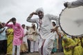 Dive Ghat, Pune, Maharashtra, India, During Pandharpur wari procession Pilgrims marching toward Vitthala temple with