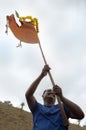 Dive Ghat, Pune, Maharashtra, India, During Pandharpur wari procession Pilgrims marching toward Vitthala temple with