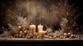 Dive into holiday spirit with cozy Christmas background, where candles illuminate a scene of enchanting New Year decor