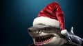 Jolly Jaws: Festive Shark Sporting a Merry Christmas Hat