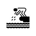 Black solid icon for Dive, plunge and river