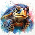 Graceful Swimmer - Serene Sea Turtle in Watercolor