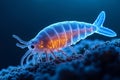A Glimmering DeepSea Treasure Detailed Microscopic View of a Bioluminescent Amphipod Captured in Stunning Underwater Royalty Free Stock Photo