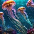 Iridescent Jellyfish Elegance, Underwater Royalty Free Stock Photo