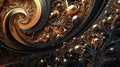 Metamorphic Kaleidoscope: Psychedelic Ferrofluid in Gold and Black