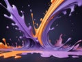 Enigmatic 3D Paint Splash Dark Foreboding Composition with Purple and Orange Minimalism, Sculpted