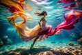 Submerged in a Dream Exploring a Surreal Underwater Drowning Scene a Captivating Visual Exploration of Submerged Royalty Free Stock Photo